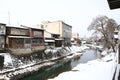 Miyagawa River Surrounded with Snow Royalty Free Stock Photo