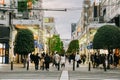 Many people are walking a Shopping street in Sendai downtown