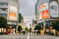 Many people are walking a Shopping street in Sendai downtown