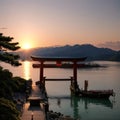 Miyajima, The famous Floating Torii gate, Japan. made with Generative AI