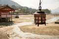 Miyajima, Japan - 11/09/2019; Miyajima island small lamp from a part of the Itsukushima shrine. Japan 2019