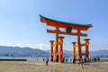 The great Torii Red at Itsukushima Shrine is a Shinto shrine on the island of Itsukushima aka Miyajima at low tide