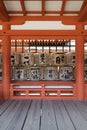 Miyajima - Japan, May 26, 2017: Traditional sake barrels at th