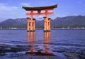 Miyajima temple tori Royalty Free Stock Photo