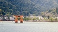 Miyajima Torii with mountain Royalty Free Stock Photo