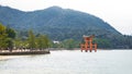 Miyajima Torii with mountain Royalty Free Stock Photo