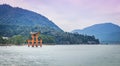 Miyajima Torii with mountain Royalty Free Stock Photo