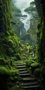 Miyazaki Hayao Style: A Peculiar Boxwood Path On The Mountainside