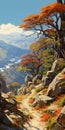 Miyazaki Hayao Style: A Peculiar Populus Path On The Mountainside