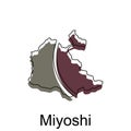 Miyoshi City High detailed vector map of Japan prefecture, logotype element for template