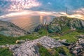 Mizen Head Sheep`s Head Peninsula West Cork Ireland lighthouse cliffs rocks  landmark sunset wild Atlantic Royalty Free Stock Photo
