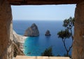 The Mizithres, small and big. Amazing rock formations on Keri cape, Zakynthos island. Greece. Royalty Free Stock Photo