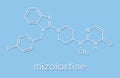 Mizolastine antihistamine drug molecule. Skeletal formula.