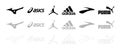 Mizuno, Asics, Jordan, Adidas, Brooks, Puma - logos of sports equipment and sportswear company. Kyiv, Ukraine - November 15, 2020 Royalty Free Stock Photo