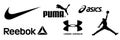 Mizuno, Reebok, Asics, Jordan, Adidas, Puma, Under Armour - logos of sports equipment and sportswear company. Kyiv, Ukraine -