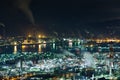 Mizushima industrial area in Japan at night Royalty Free Stock Photo