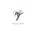 MJ Beauty vector initial logo, handwriting logo of initial signature, wedding, fashion, jewerly, boutique, floral and botanical w