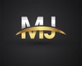 MJ initial logo company name colored gold and silver swoosh design. vector logo for business and company identity Royalty Free Stock Photo