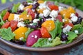Colorful Salad with Feta Cheese and Citrus Fruits, Emphasizing Freshness and Vibrant Flavors Royalty Free Stock Photo