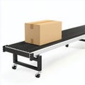 Cardboard Box on a Roller Conveyor Belt Royalty Free Stock Photo