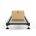 Cardboard Box on a Motorized Roller Conveyor Belt Royalty Free Stock Photo