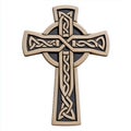 Detailed Light Brown Celtic Cross with Intricate Knotwork Royalty Free Stock Photo