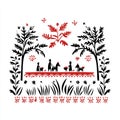 Rural Scene in Warli Art Style Royalty Free Stock Photo