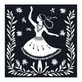 Warli Art Style Woman Dancing Royalty Free Stock Photo