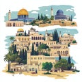 Israel Travel Concept: Jerusalem Architectural Collage Royalty Free Stock Photo
