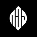 MJJ circle letter logo design with circle and ellipse shape. MJJ ellipse letters with typographic style. The three initials form a Royalty Free Stock Photo