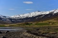 Mjoifjordur fjord with snow covered mountain in Iceland Royalty Free Stock Photo