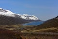 Mjoifjordur fjord with snow covered mountain in Iceland Royalty Free Stock Photo