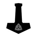 Mjolnir Thor hammer with triquetra on white background. Isolated illustration