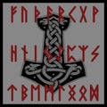 Mjolnir Thor Runes Vikings Pagan Royalty Free Stock Photo