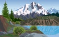 a lake is in mountains. Vector landscape.