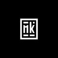 MK initial logo with square rectangular shape style Royalty Free Stock Photo