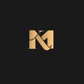 MK, KM logo vector, Golden yellow on black background