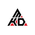 MKD triangle letter logo design with triangle shape. MKD triangle logo design monogram. MKD triangle vector logo template with red