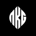 MKG circle letter logo design with circle and ellipse shape. MKG ellipse letters with typographic style. The three initials form a Royalty Free Stock Photo