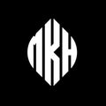 MKH circle letter logo design with circle and ellipse shape. MKH ellipse letters with typographic style. The three initials form a Royalty Free Stock Photo