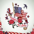 Vintage Happy 4th of July Symbols of American Freedom Royalty Free Stock Photo