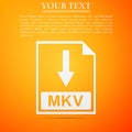 MKV file document icon. Download MKV button icon isolated on orange background Royalty Free Stock Photo