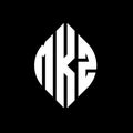 MKZ circle letter logo design with circle and ellipse shape. MKZ ellipse letters with typographic style. The three initials form a Royalty Free Stock Photo