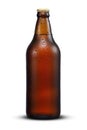 600ml brown beer beer bottle with drops isolated on a white background Royalty Free Stock Photo
