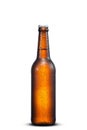 500ml brown beer beer bottle with drops isolated on a white background Royalty Free Stock Photo