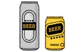 500ml and 350ml can of beer with hand-drawn, analog touch