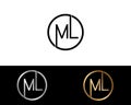 ML circle Shape Letter logo Design