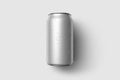 350ml Energy drink soda can mockup template with water droplets, isolated on light grey background. Royalty Free Stock Photo