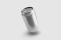 350ml Energy drink soda can mockup template with water droplets, isolated on light grey background. Royalty Free Stock Photo