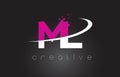 ML M L Creative Letters Design With White Pink Colors